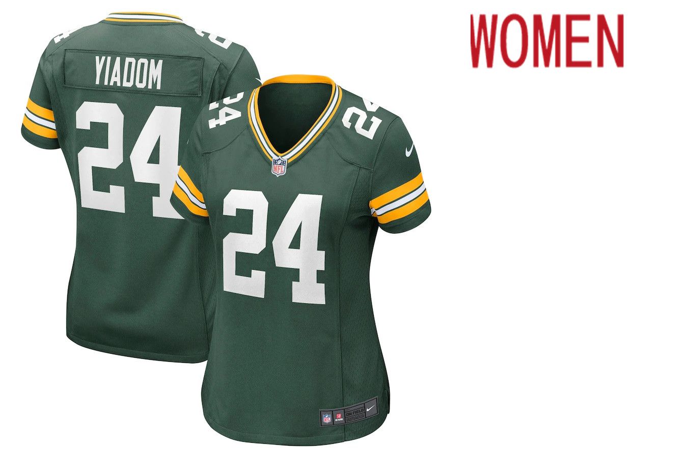 Women Green Bay Packers #24 Isaac Yiadom Nike Green Game NFL Jersey